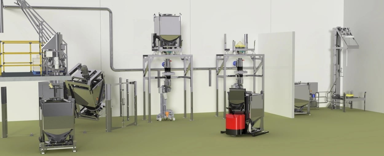 Factory Showing Powder Handling Equipment for Chemical Powders