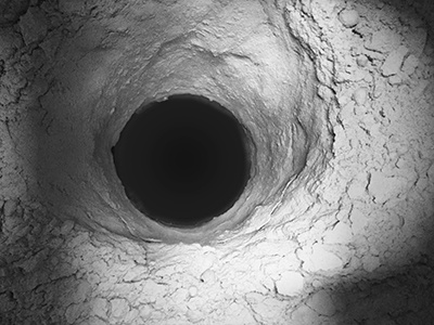 Rat holing can occur in powder if material is cohesive