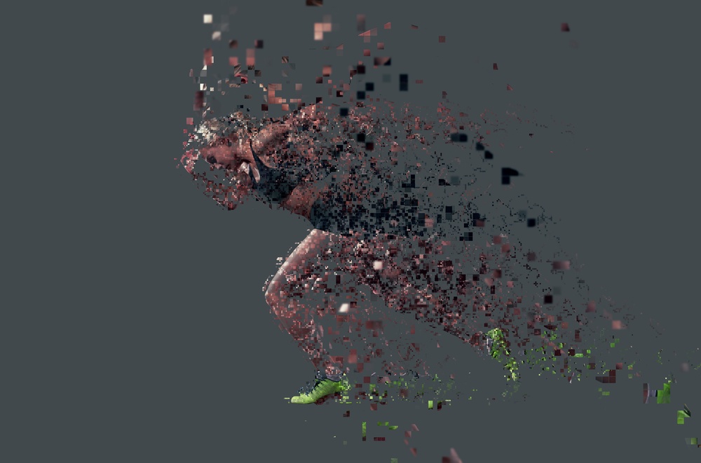 pixelated design of woman sprinter for sports nutrition pixelated design of woman sprinter for sports nutrition